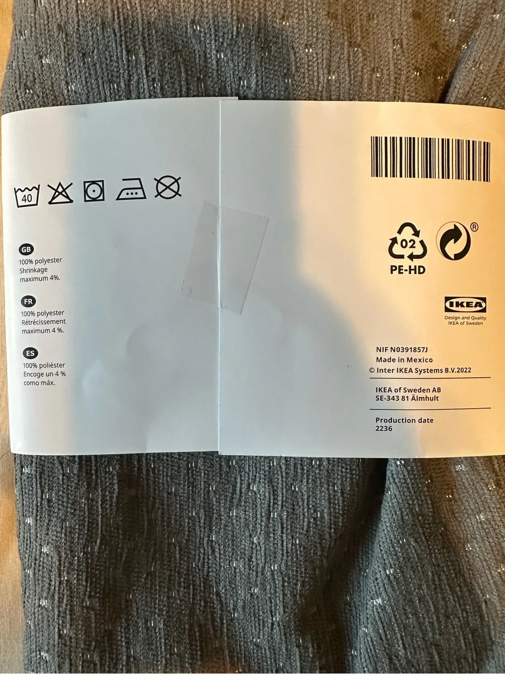IKEA Uddberberis Grey 20x20 Cushion Cover (2 total covers)